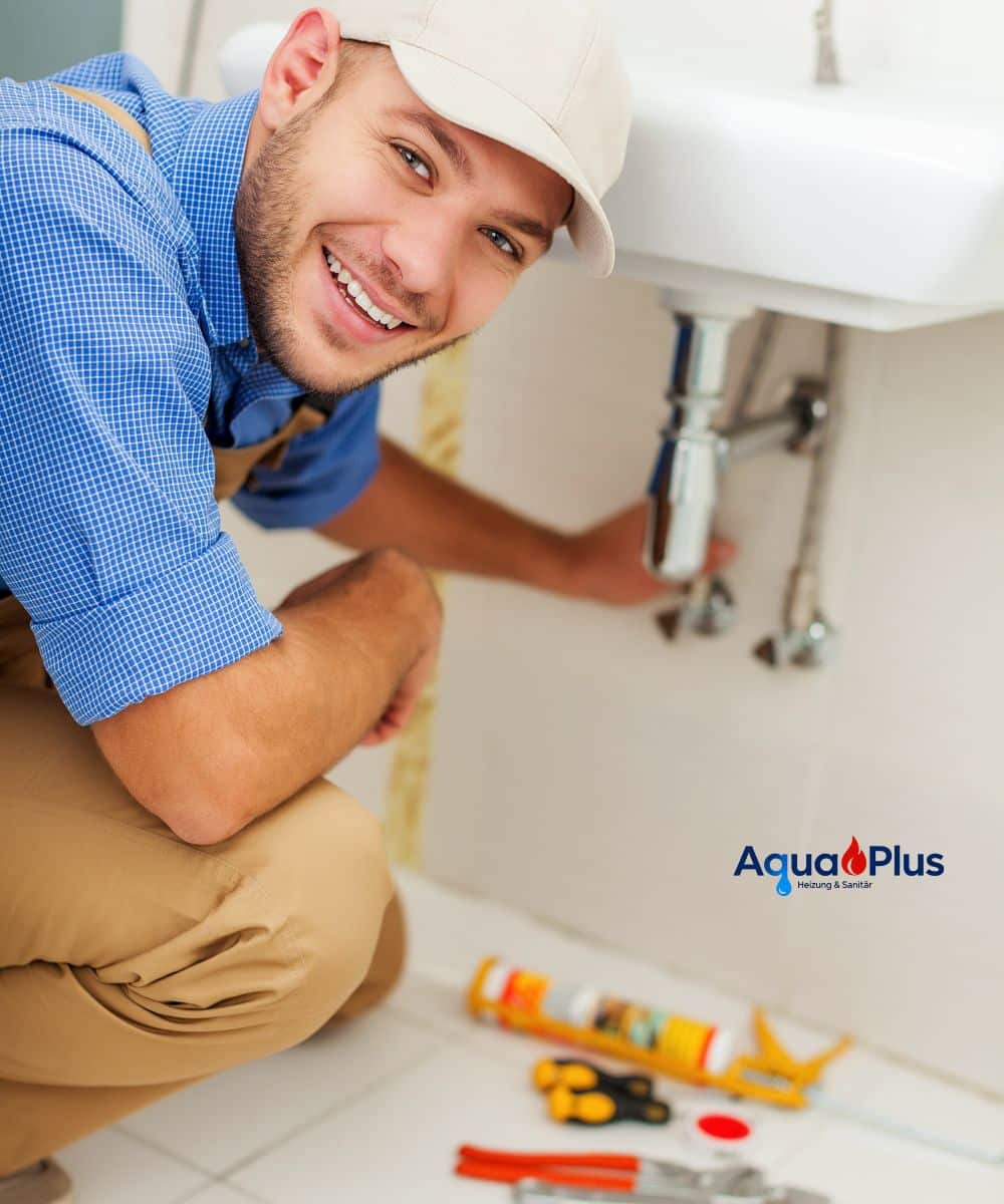 AquaPlus-Klempner untersucht eine mögliche Leckage in einer Dresdner Wohnung